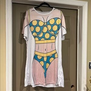 Graphic Swimsuit Illusion T-Shirt Dress